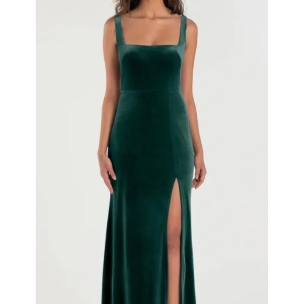 Jenny Yoo Emerald Green Velvet Mara Maxi Dress Size 10 Formal‎ Bridesmaid Winter